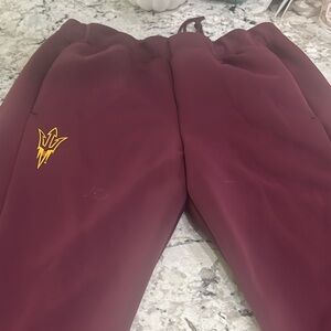 Maroon Joggers with Yellow Logo